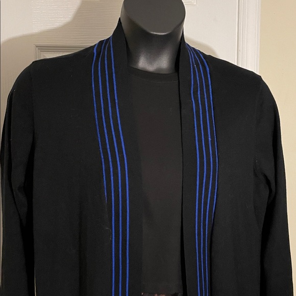Liz Claiborne Black Open Cardi with Blue Stripes XL - Picture 1 of 4